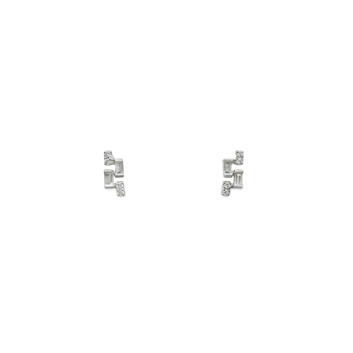 Élégance Mini Baguette & Round Diamond Earrings