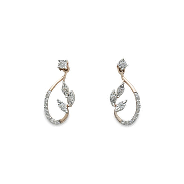 Diamond Leaf Drop Earrings
