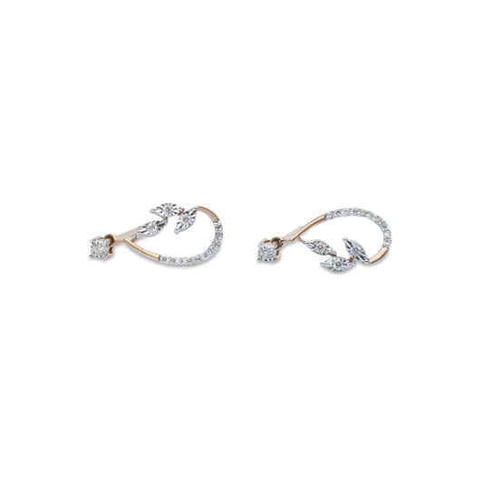 Diamond Leaf Drop Earrings