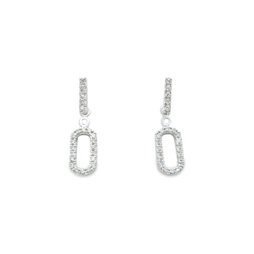 White Gold Paperclip Drop Earrings