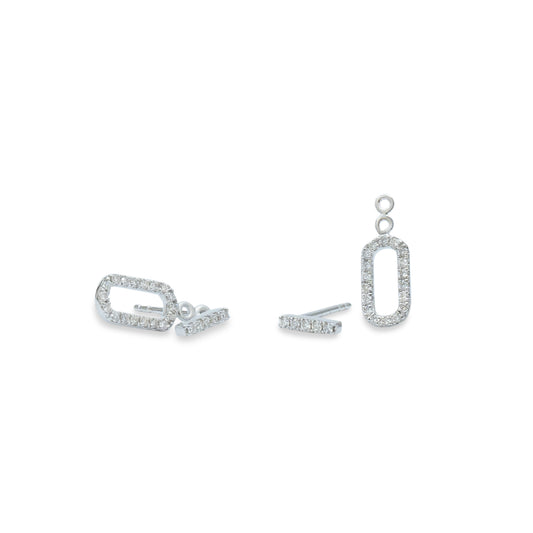 White Gold Paperclip Drop Earrings