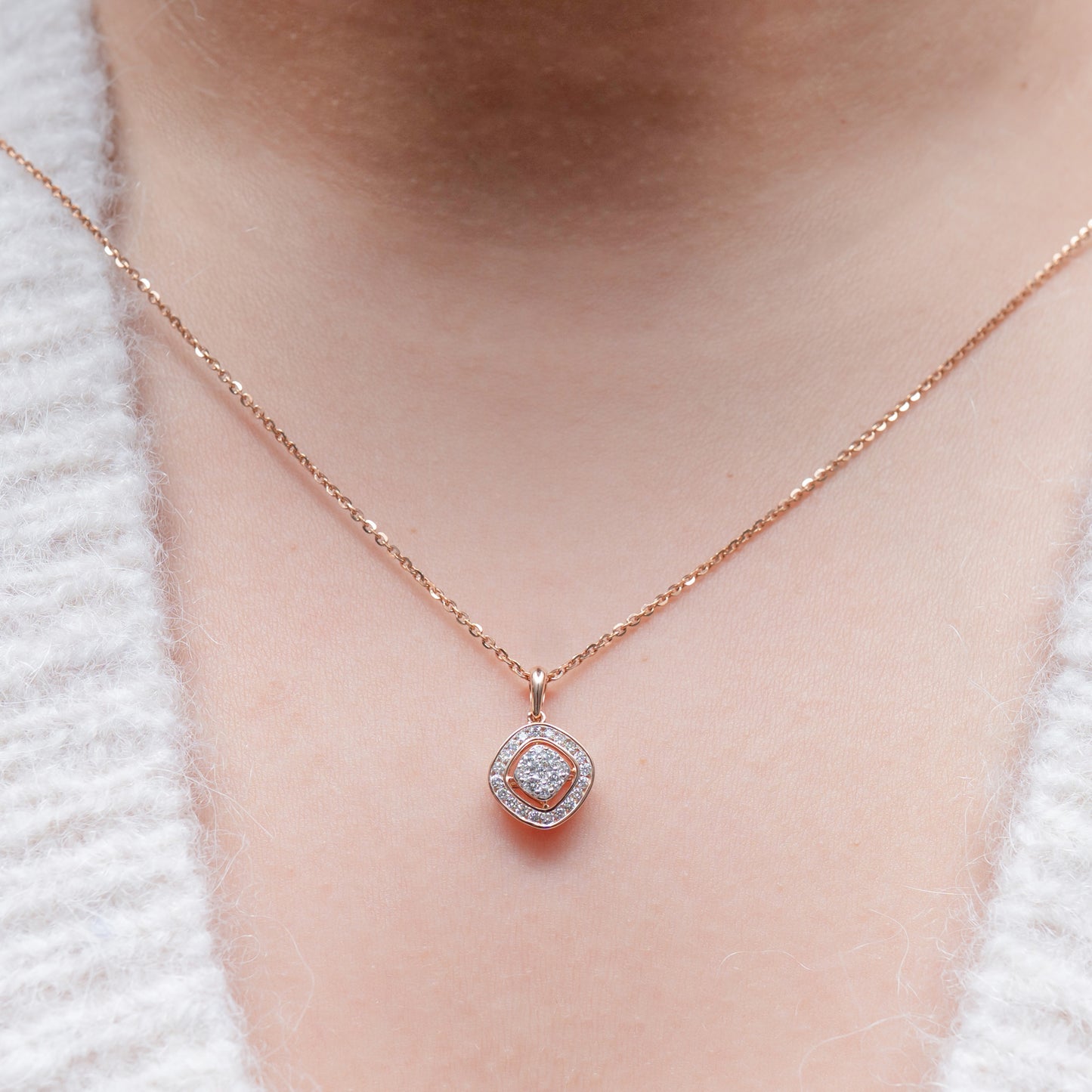 Channel Setting Halo Diamond Pendant