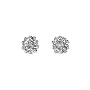 White Gold Cluster Flower Studs