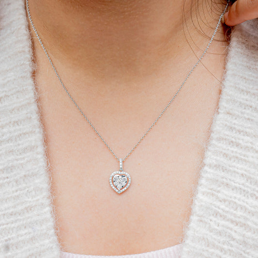 Diamond Heart Cluster Pendant