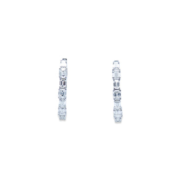 White Gold Emerald Cut Hoops