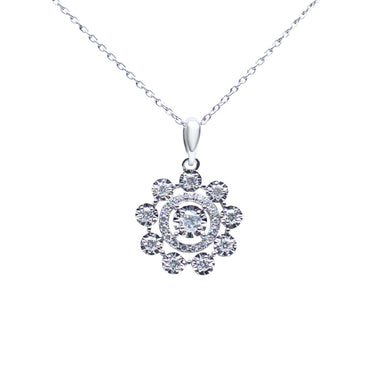 White Gold Cluster Flower Pendant