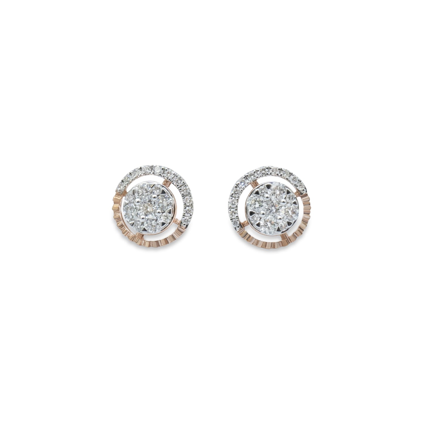 Halo Rose Gold Cluster Earrings