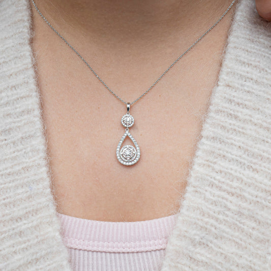 Cascade Halo Diamond Pendant