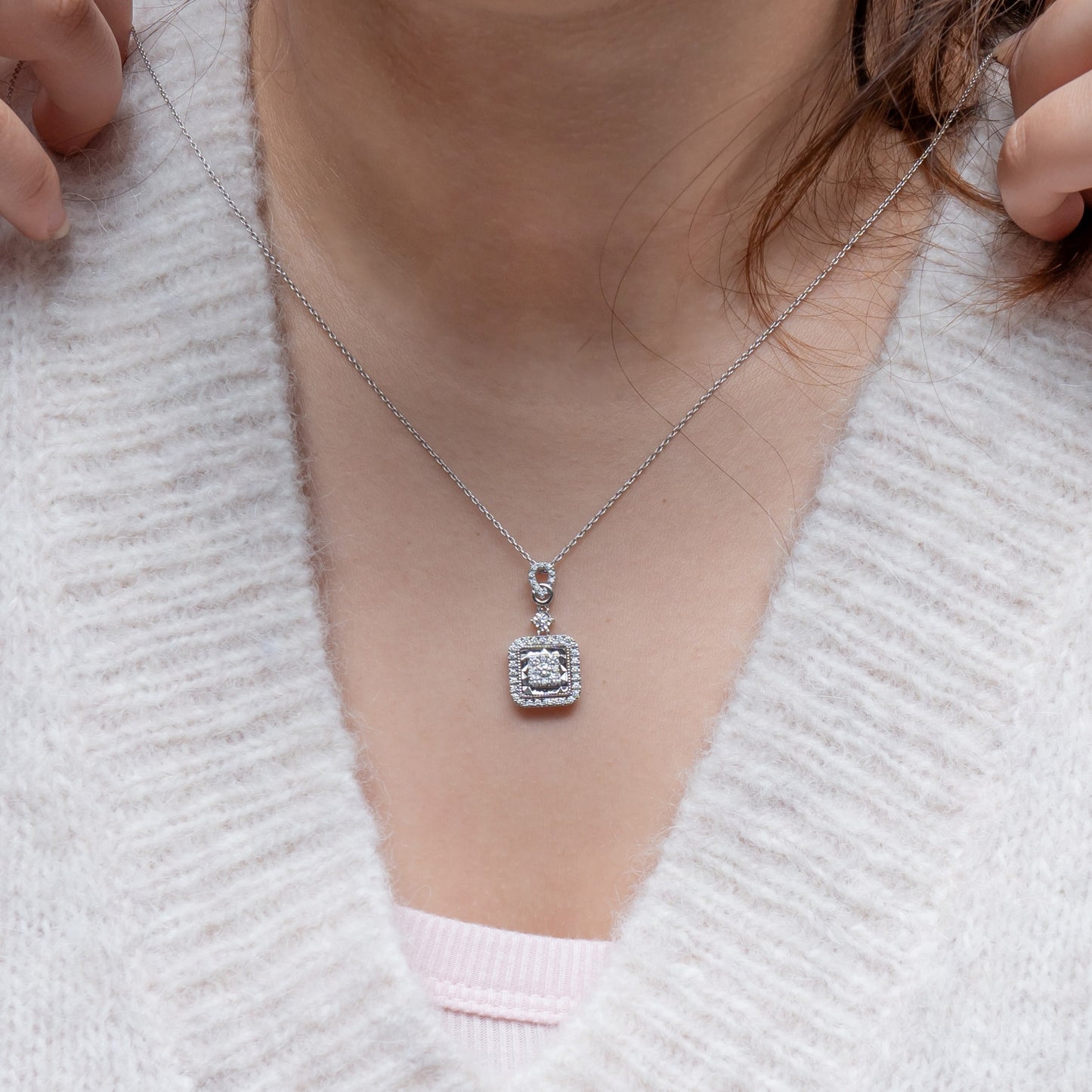 Lustre Square Halo Pendant