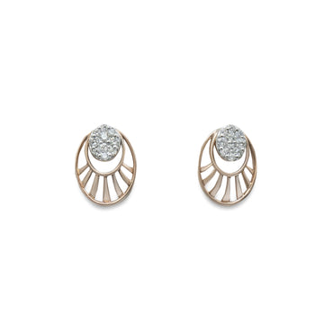 Radiant Oval Rose Gold Cluster Studs