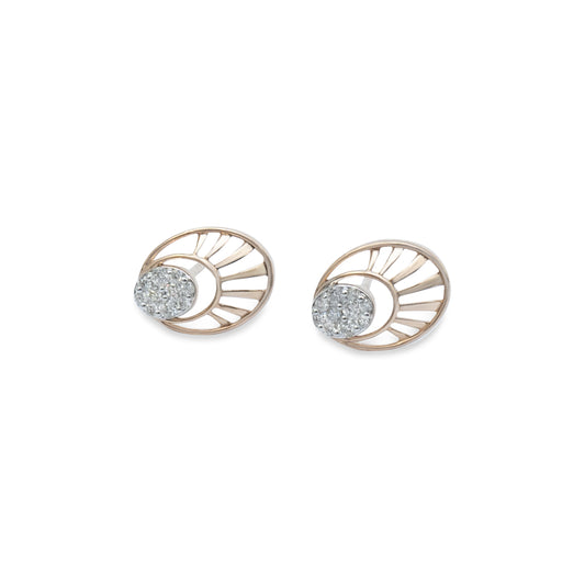 Radiant Oval Rose Gold Cluster Studs