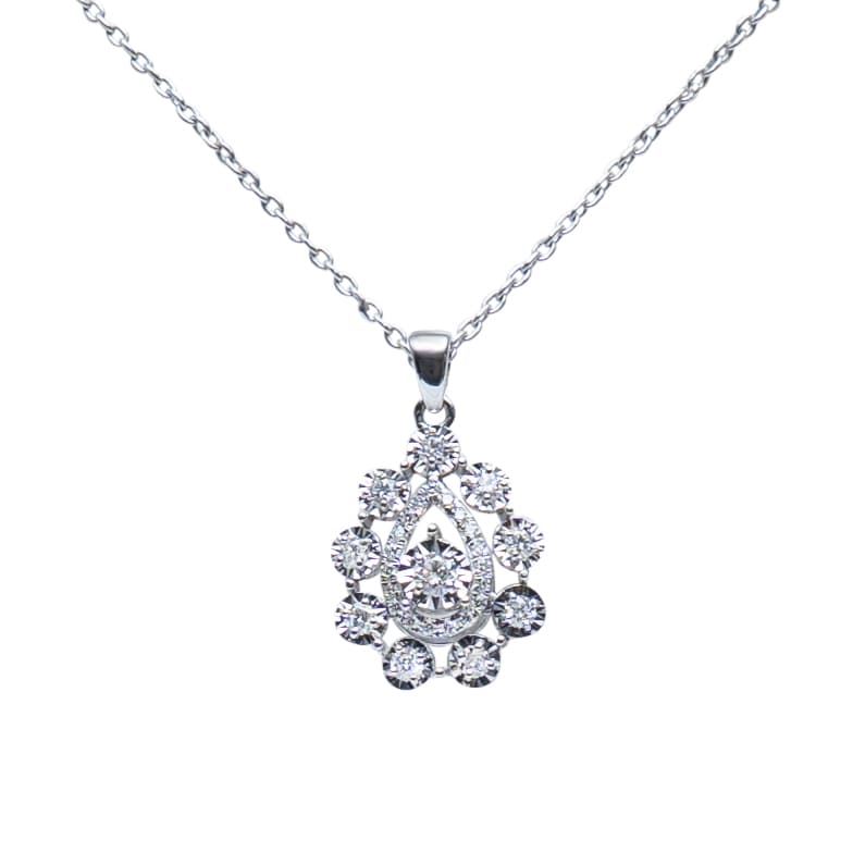 Diamond floral teardrop pendant
