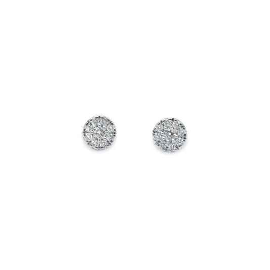 White Gold Cluster Round Earrings