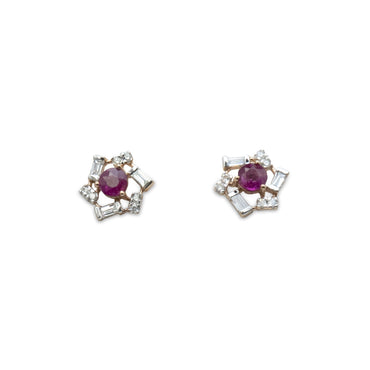 Ruby Flower Studs