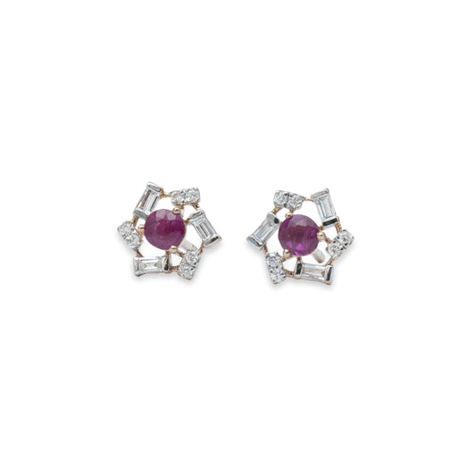 Ruby Flower Studs
