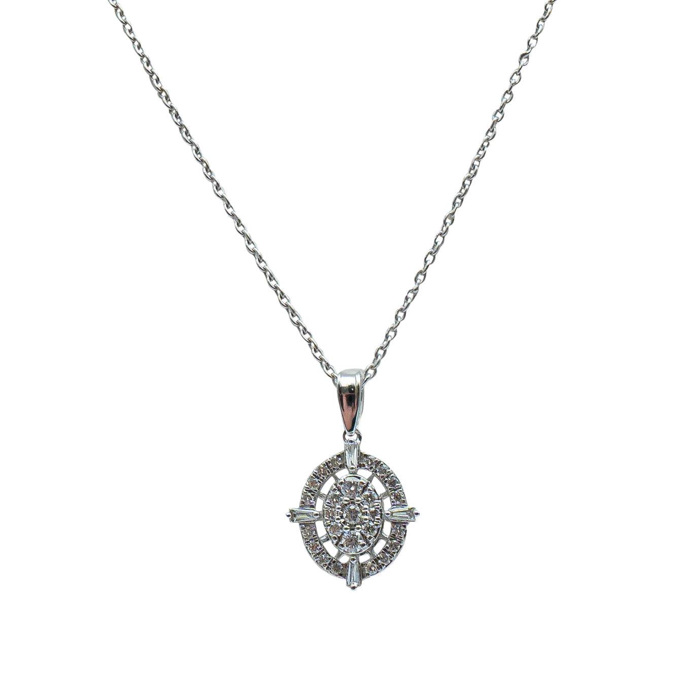 Oval Halo Cluster Pendant
