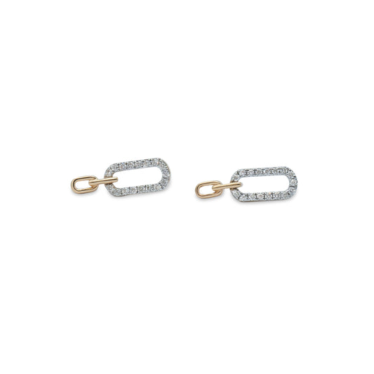 Yellow Gold Paperclip Drop Earrings
