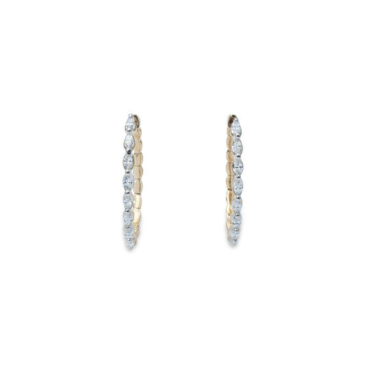 Marquise Yellow Gold Hoops