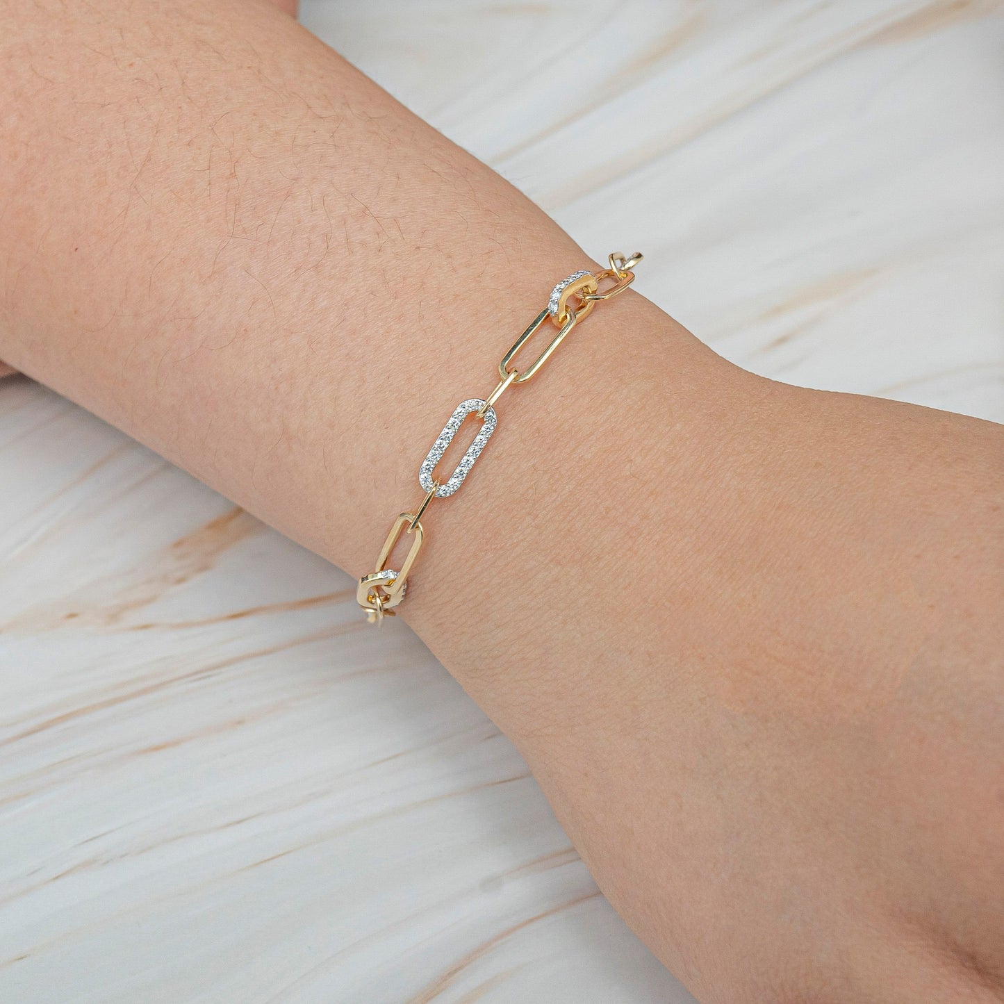 The Lumiere Diamond Accent Paperclip Bracelet