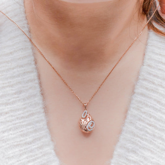 Arabesque Teardrop Diamond Pendant