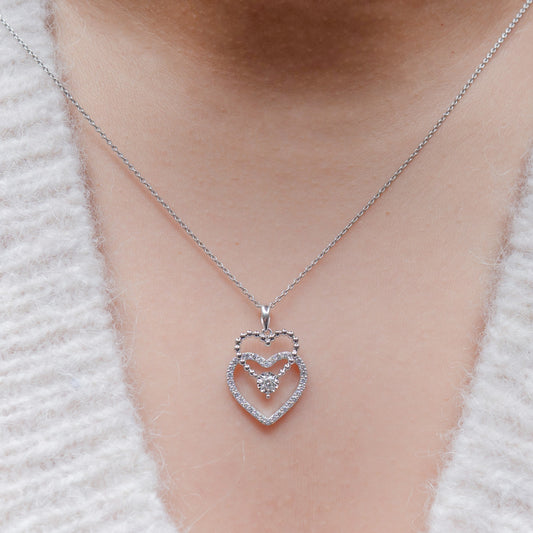 Double Heart Diamonds Pendant