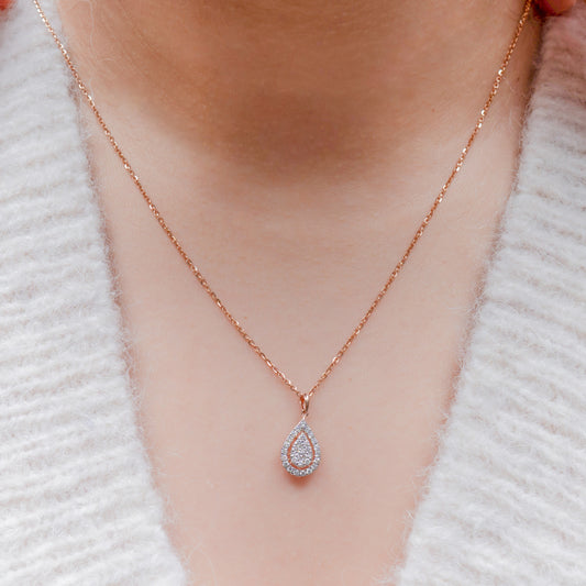 Cluster Halo Pear Pendant