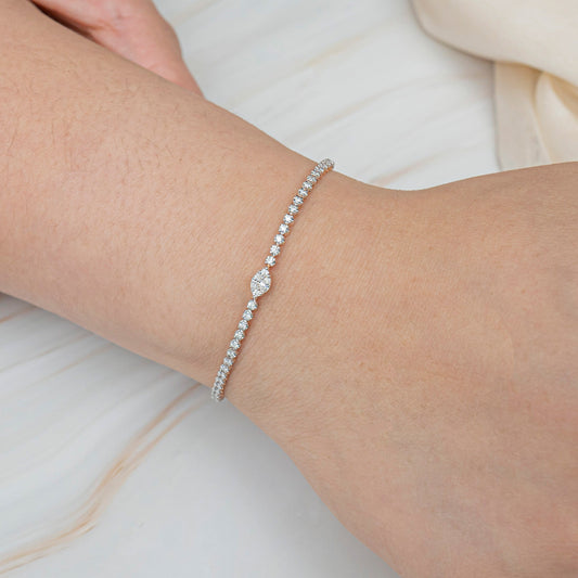 Rosette Diamond Tennis Bracelet