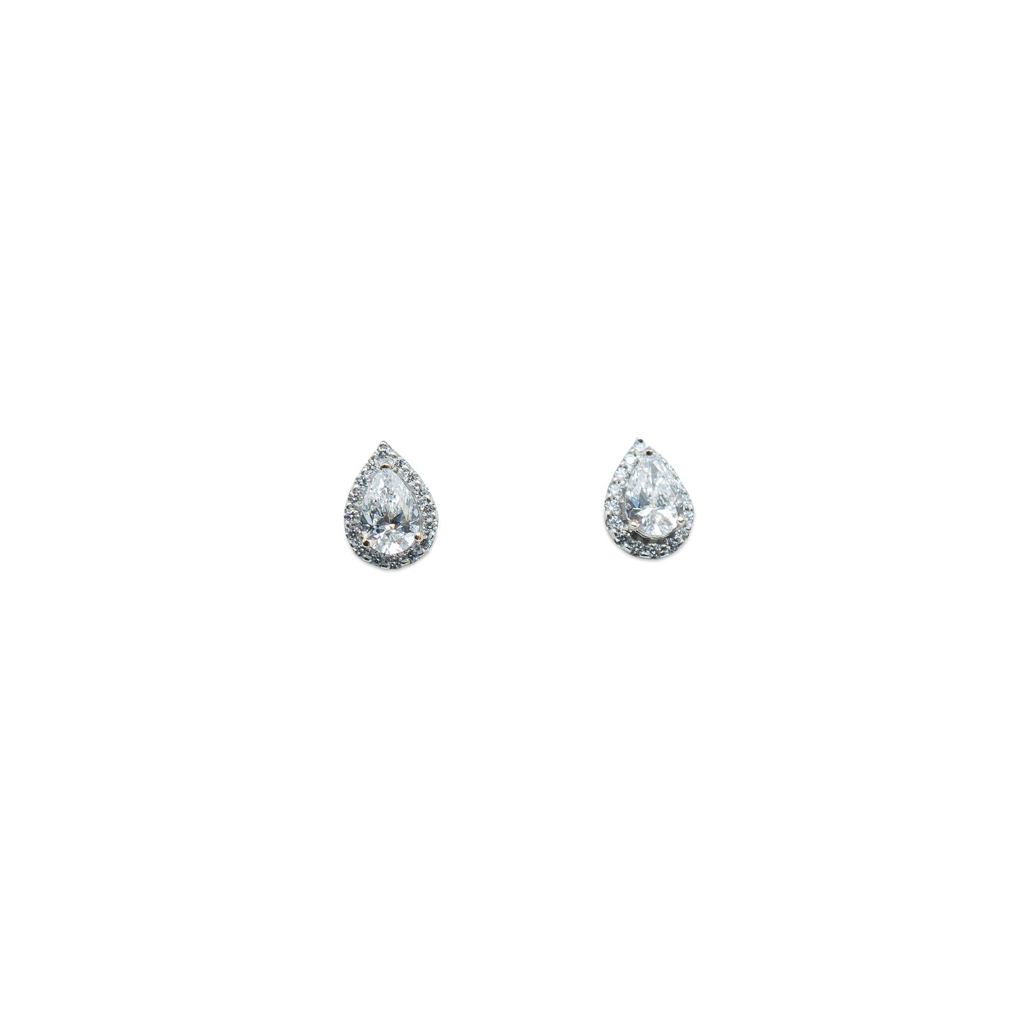 The Luna Pear Diamond Halo Earrings