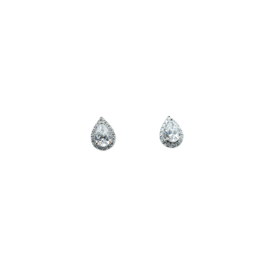 The Luna Pear Diamond Halo Earrings