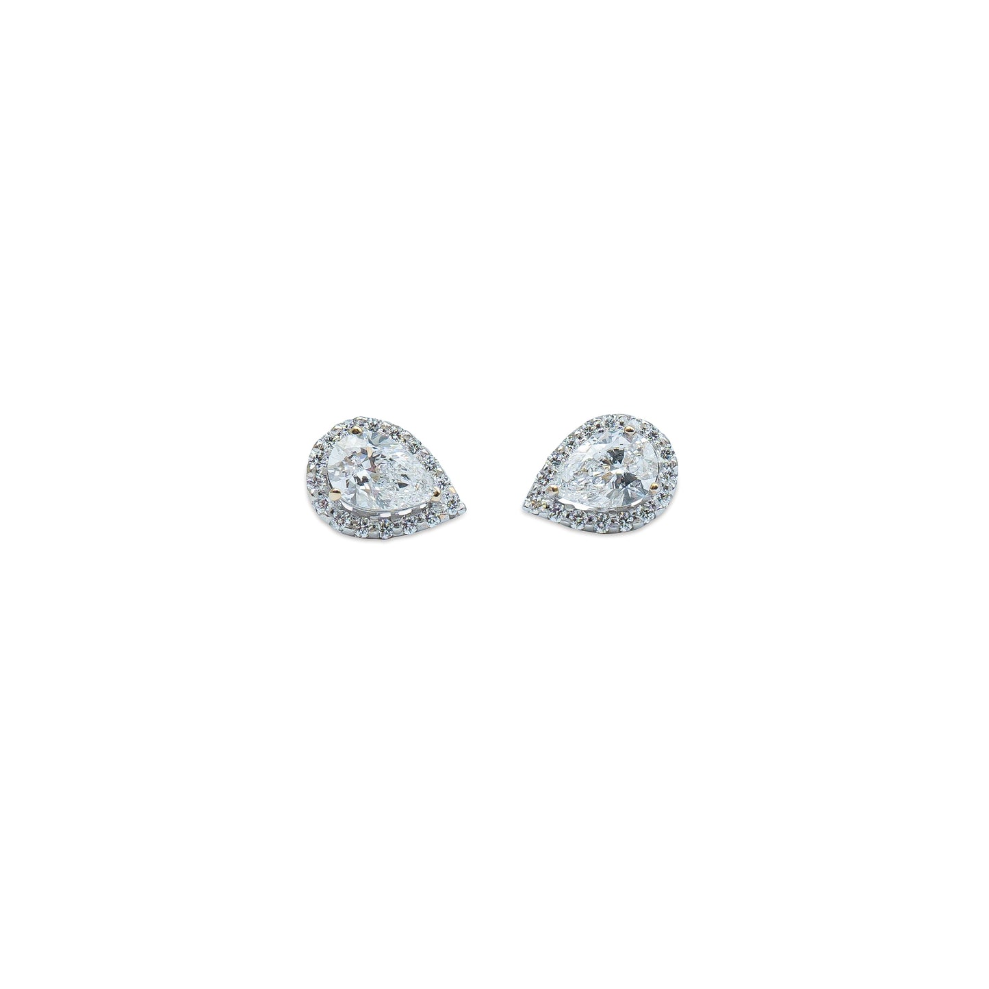 The Luna Pear Diamond Halo Earrings