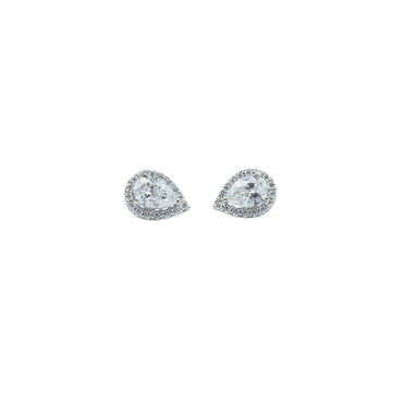 The Luna Pear Diamond Halo Earrings