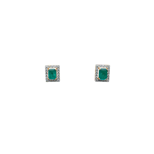 Emerald halo earrings