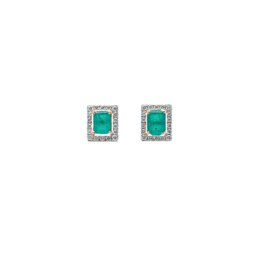 Emerald halo earrings
