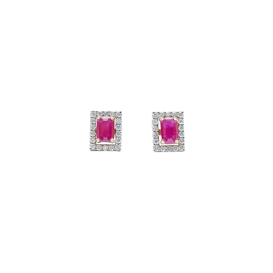 The Rosette Ruby & Diamond Halo Earrings