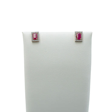 The Rosette Ruby & Diamond Halo Earrings