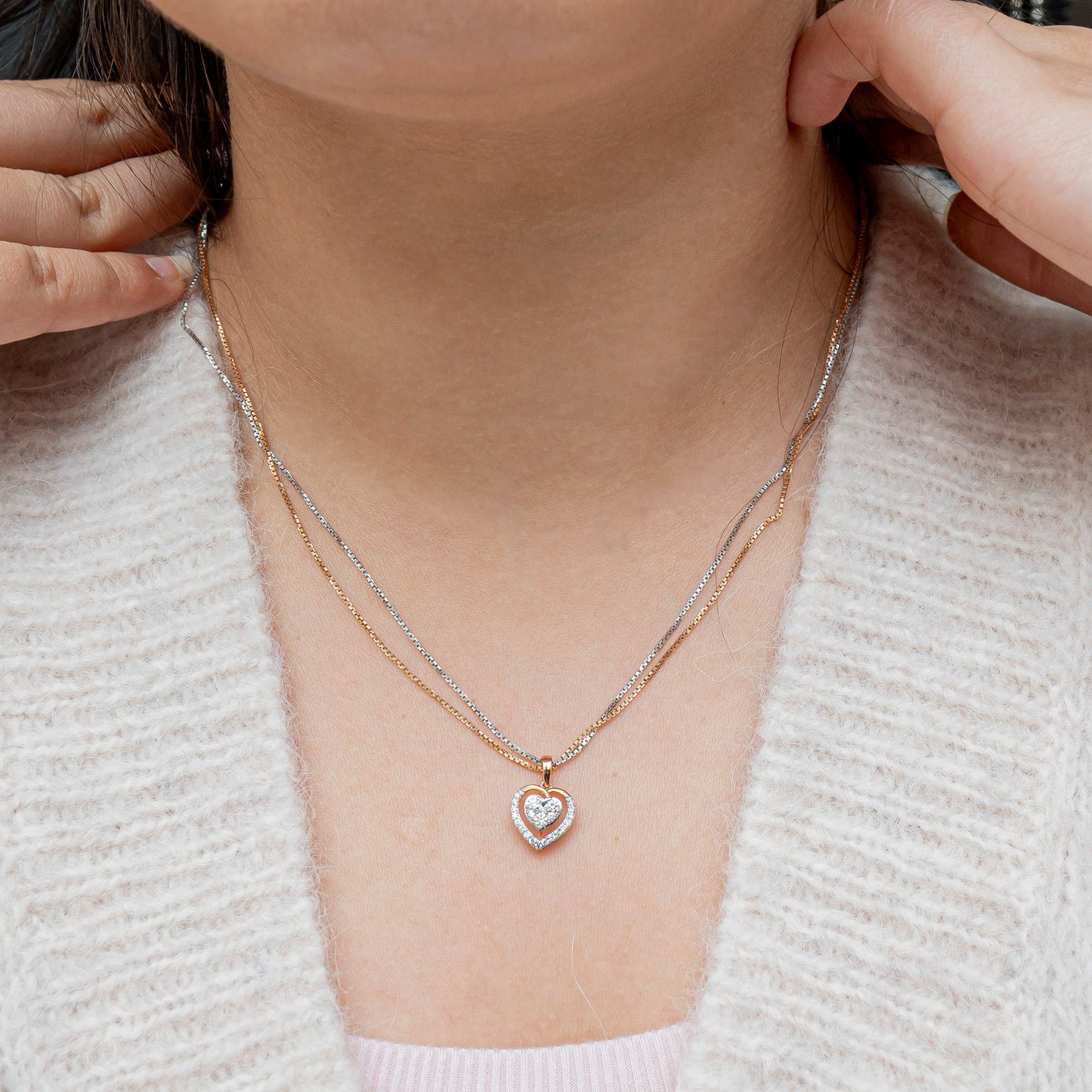 Blush Heart Cluster Pendant