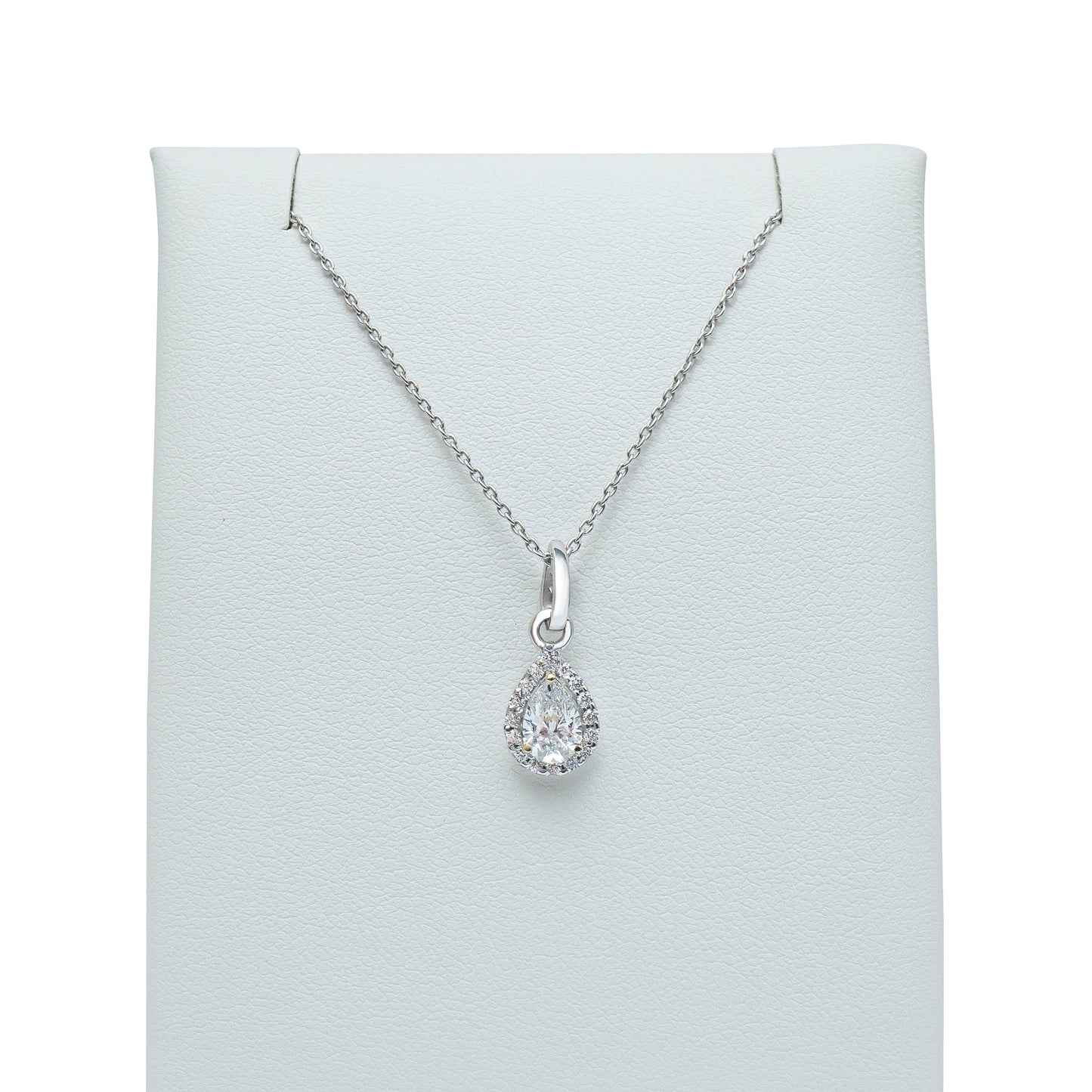 Pear cut halo pendant