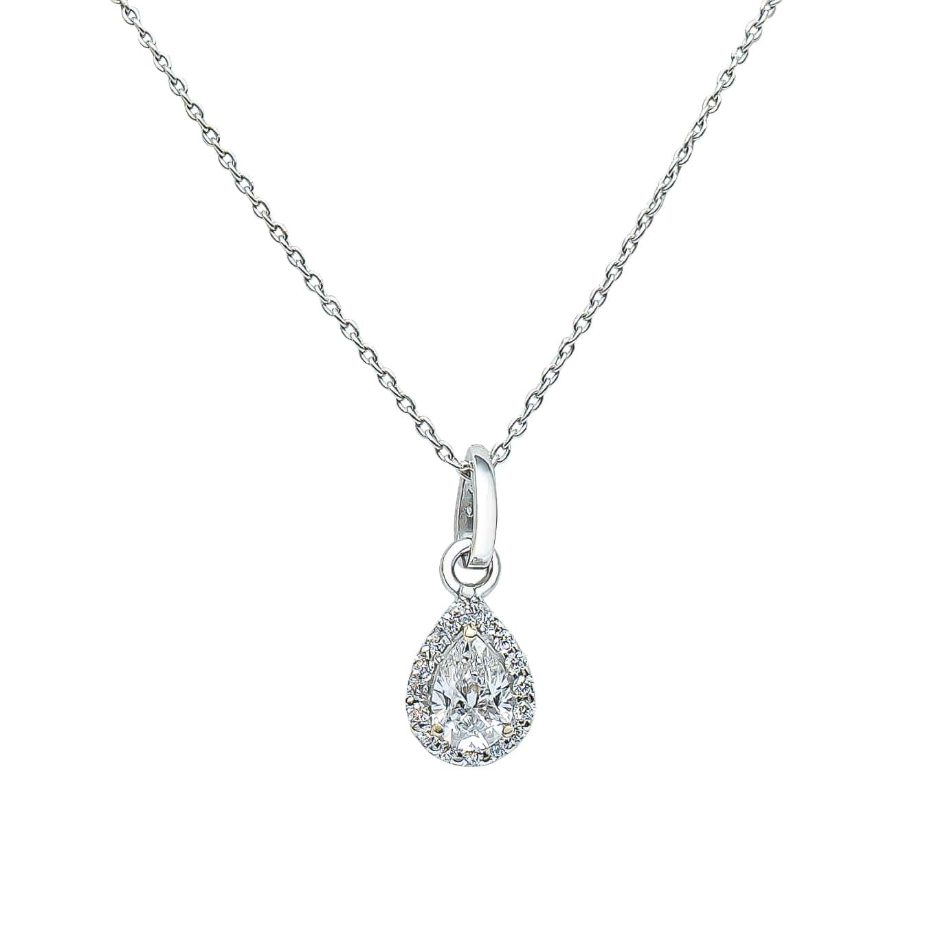 Pear cut halo pendant