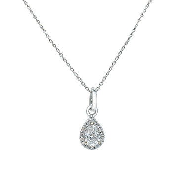 Pear cut halo pendant
