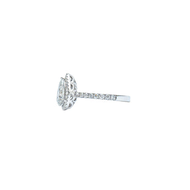 Pear Halo Solitaire Ring