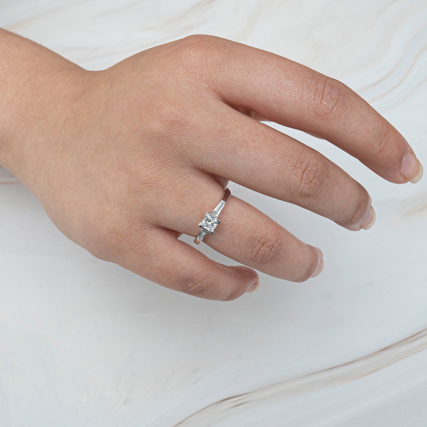 Princess Cut with Baguette Accent Ring