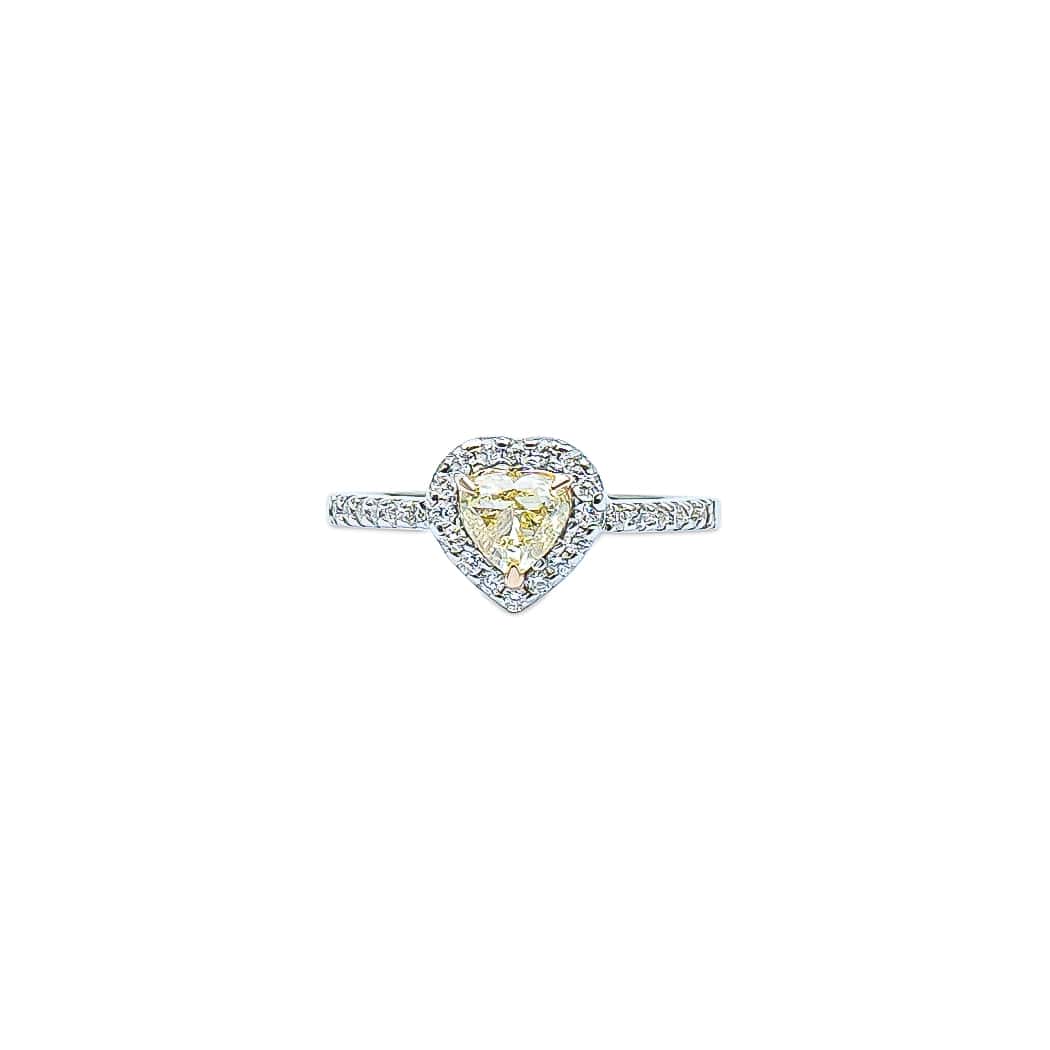 Yellow Heart Cut diamond with halo ring