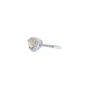 Yellow Heart Cut diamond with halo ring