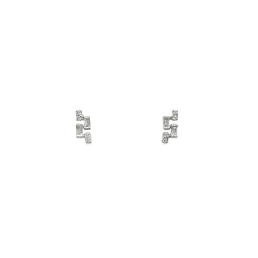 Élégance Mini Baguette & Round Diamond Earrings
