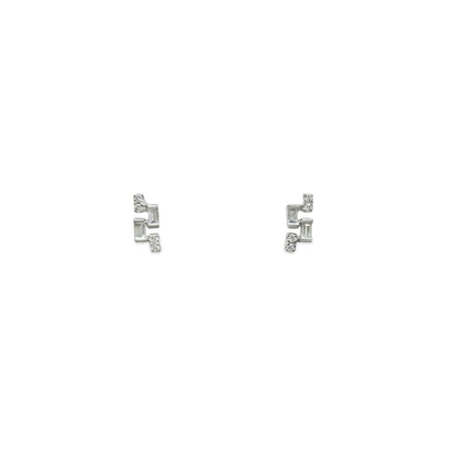 Élégance Mini Baguette & Round Diamond Earrings