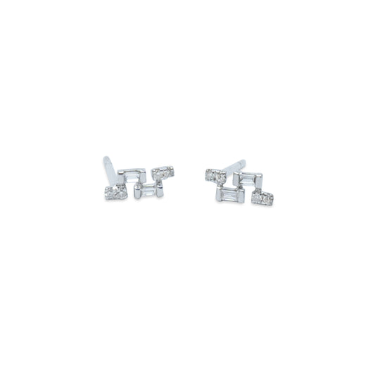 Élégance Mini Baguette & Round Diamond Earrings