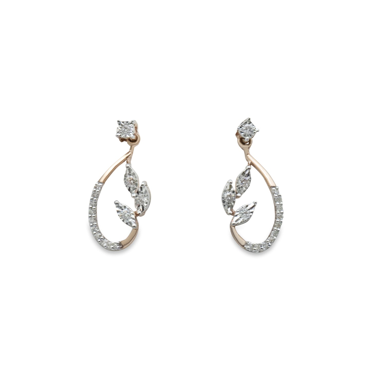 Diamond Leaf Drop Earrings