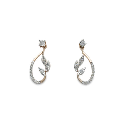 Diamond Leaf Drop Earrings