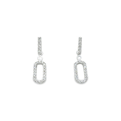 White Gold Paperclip Drop Earrings