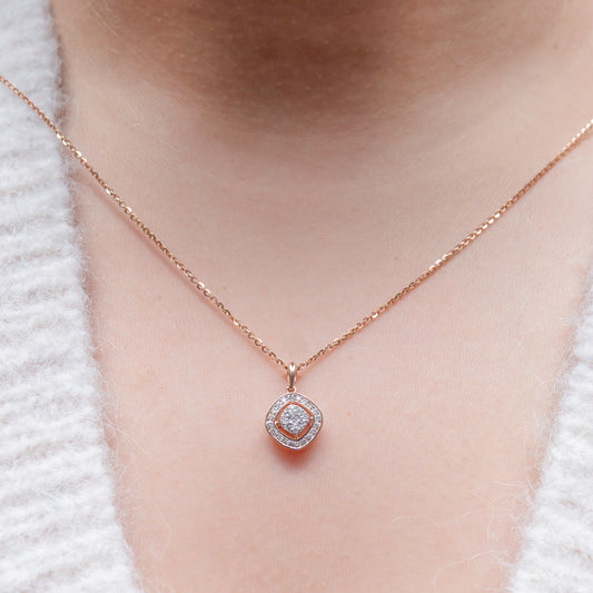 Channel Setting Halo Diamond Pendant